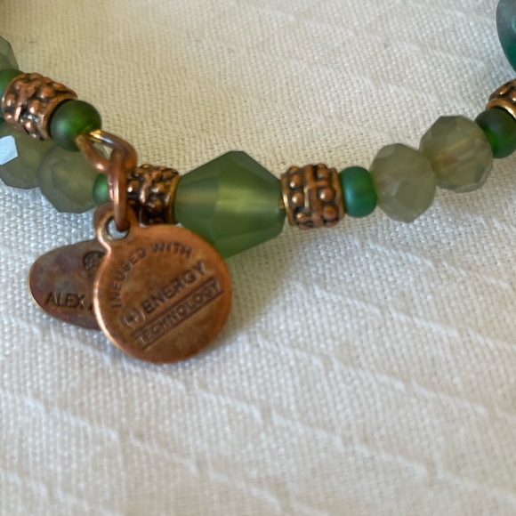 Alex and Ani Vintage Sixty- six Wrap Bracelet with Green Stones and Copper Beads - Picture 5 of 7
